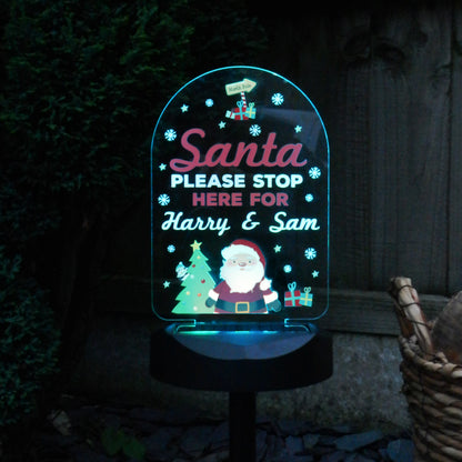 Personalised Santa Stop Here Outdoor Solar Light - image 3