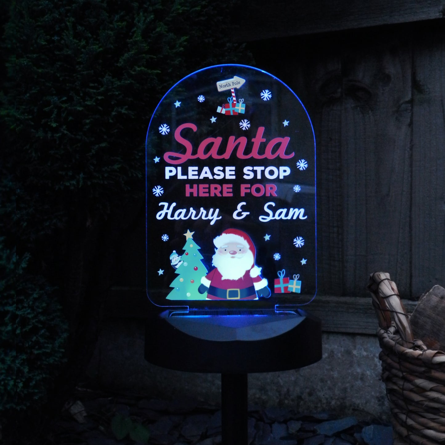 Personalised Santa Stop Here Outdoor Solar Light - image 4