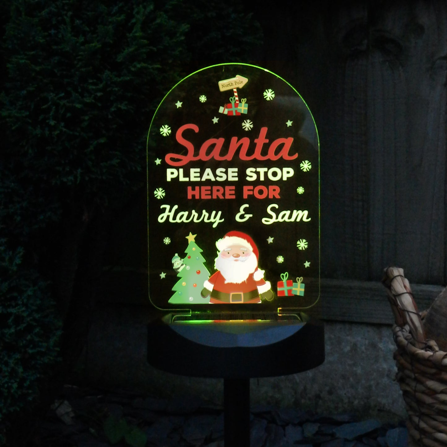 Personalised Santa Stop Here Outdoor Solar Light - image 6