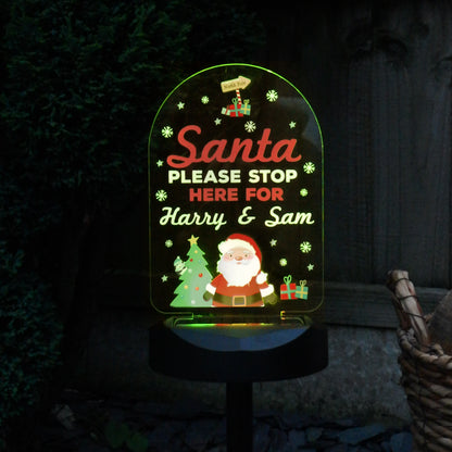 Personalised Santa Stop Here Outdoor Solar Light - image 6