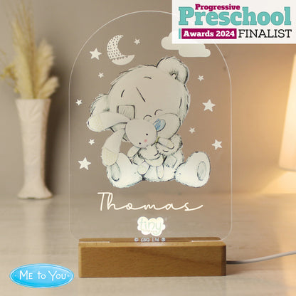 Personalised Tiny Tatty Teddy Wooden Based LED Light from Heartfelt Gifts
