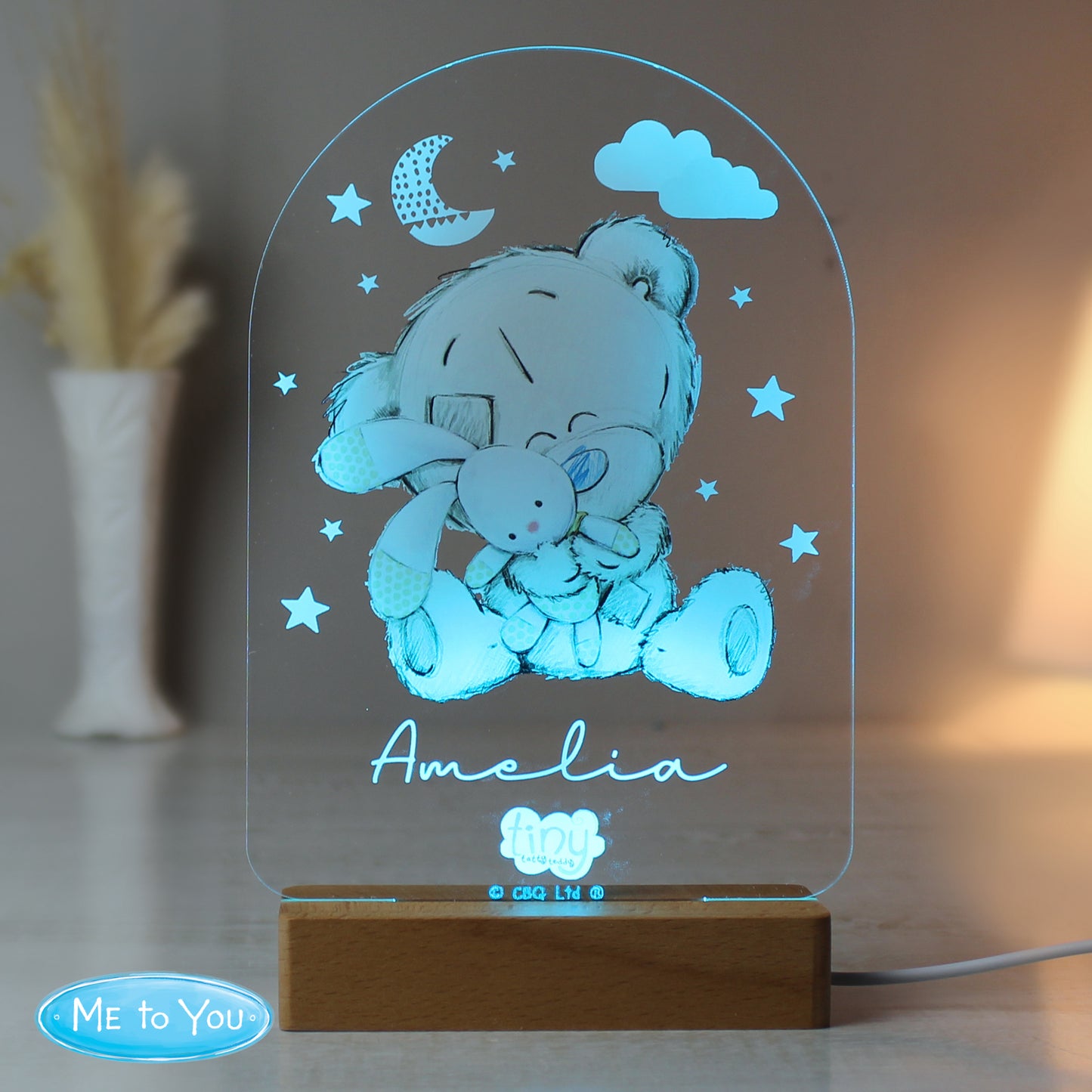 Personalised Tiny Tatty Teddy Wooden Based LED Light - image 7