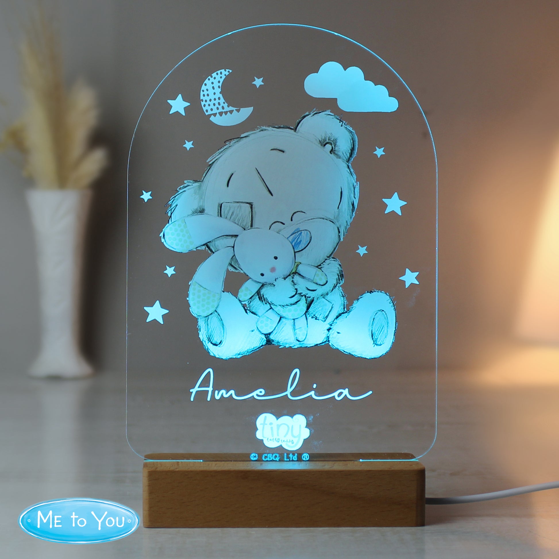 Personalised Tiny Tatty Teddy Wooden Based LED Light - image 7