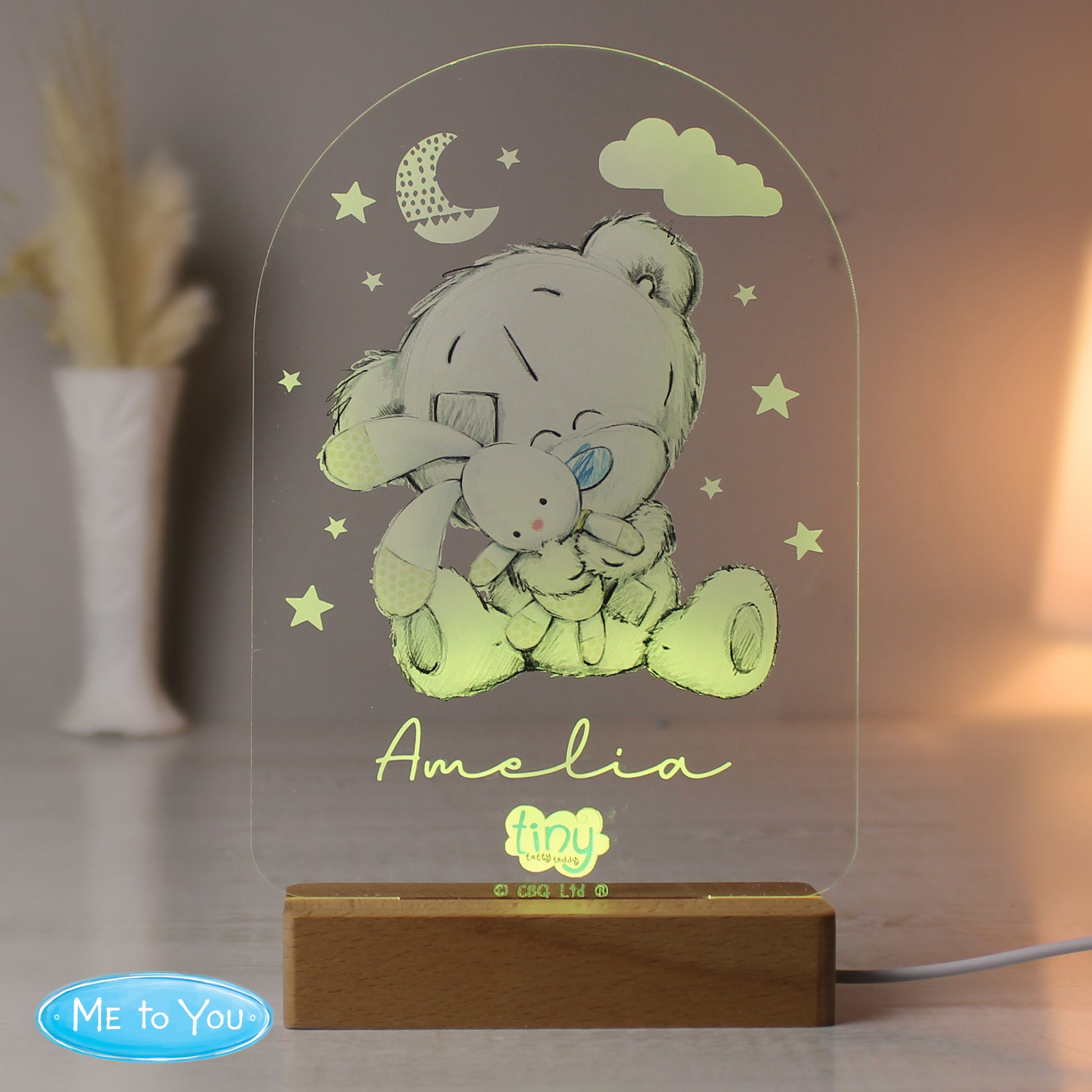 Personalised Tiny Tatty Teddy Wooden Based LED Light - image 8