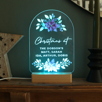 Personalised Christmas Poinsettia Wooden Based LED Light - image 11