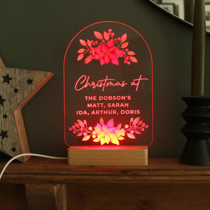 Personalised Christmas Poinsettia Wooden Based LED Light - image 13