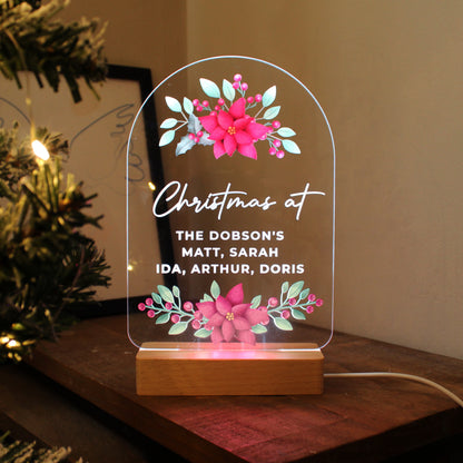 Personalised Christmas Poinsettia Wooden Based LED Light - image 15