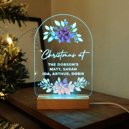 Personalised Christmas Poinsettia Wooden Based LED Light - image 6