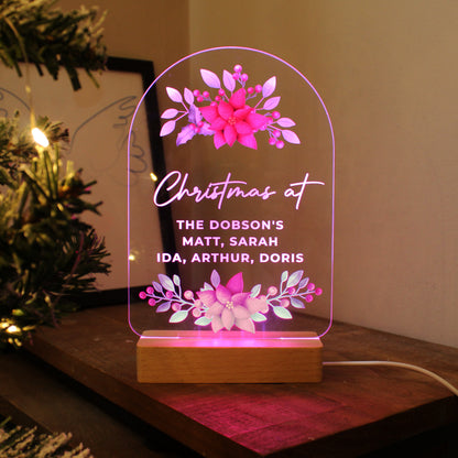 Personalised Christmas Poinsettia Wooden Based LED Light - image 8