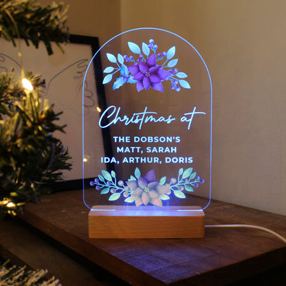 Personalised Christmas Poinsettia Wooden Based LED Light - image 9