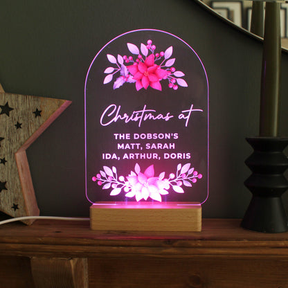 Personalised Christmas Poinsettia Wooden Based LED Light - image 10