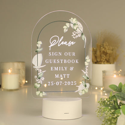 Personalised Botanical LED Colour Changing Wedding Sign from Heartfelt Gifts