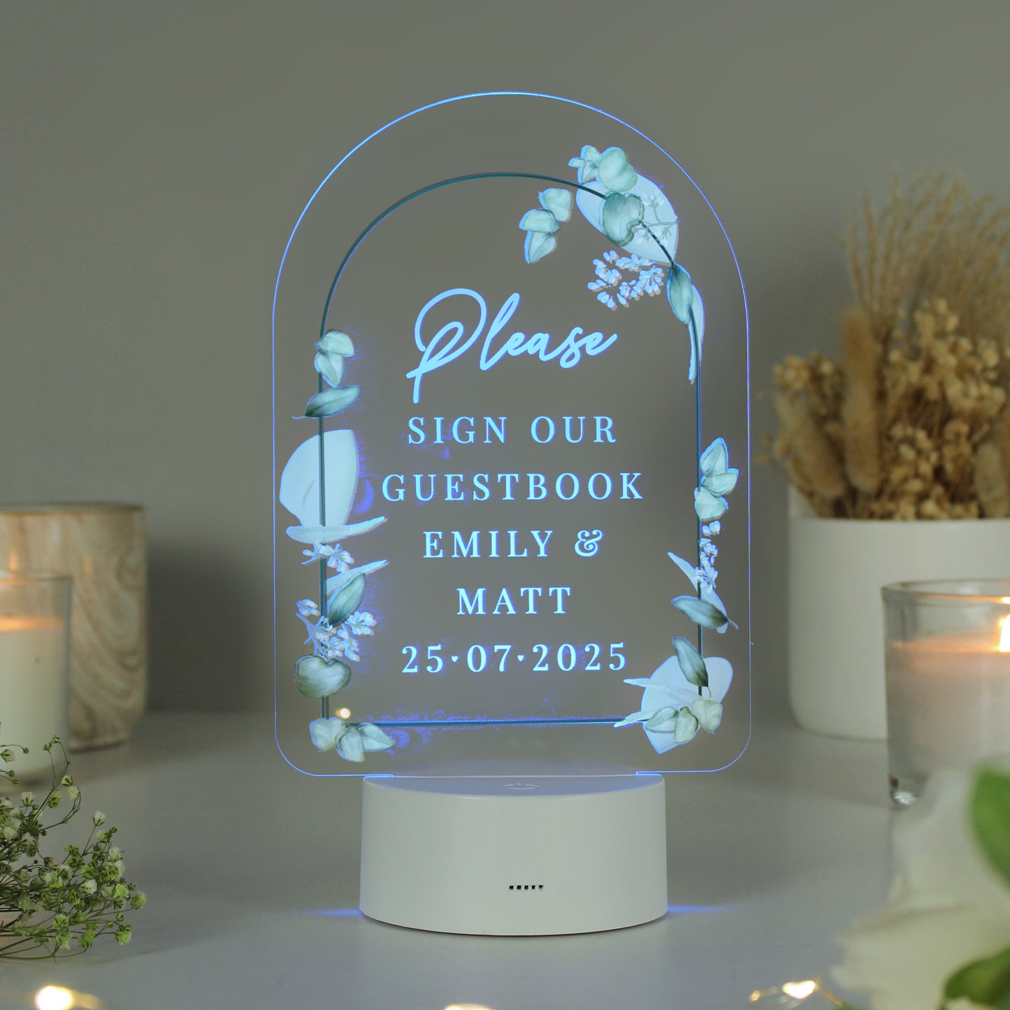 Personalised Botanical LED Colour Changing Wedding Sign - image 11