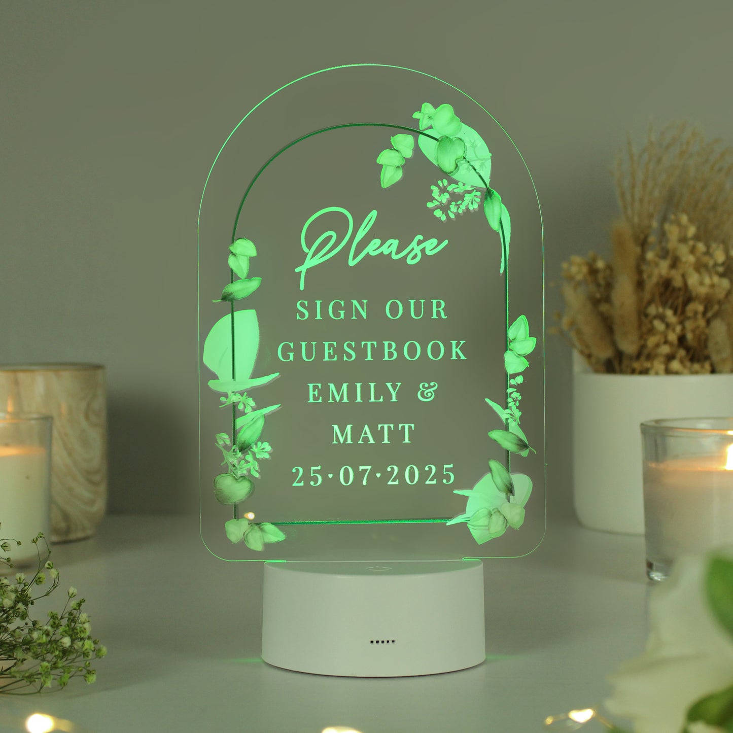 Personalised Botanical LED Colour Changing Wedding Sign - image 12