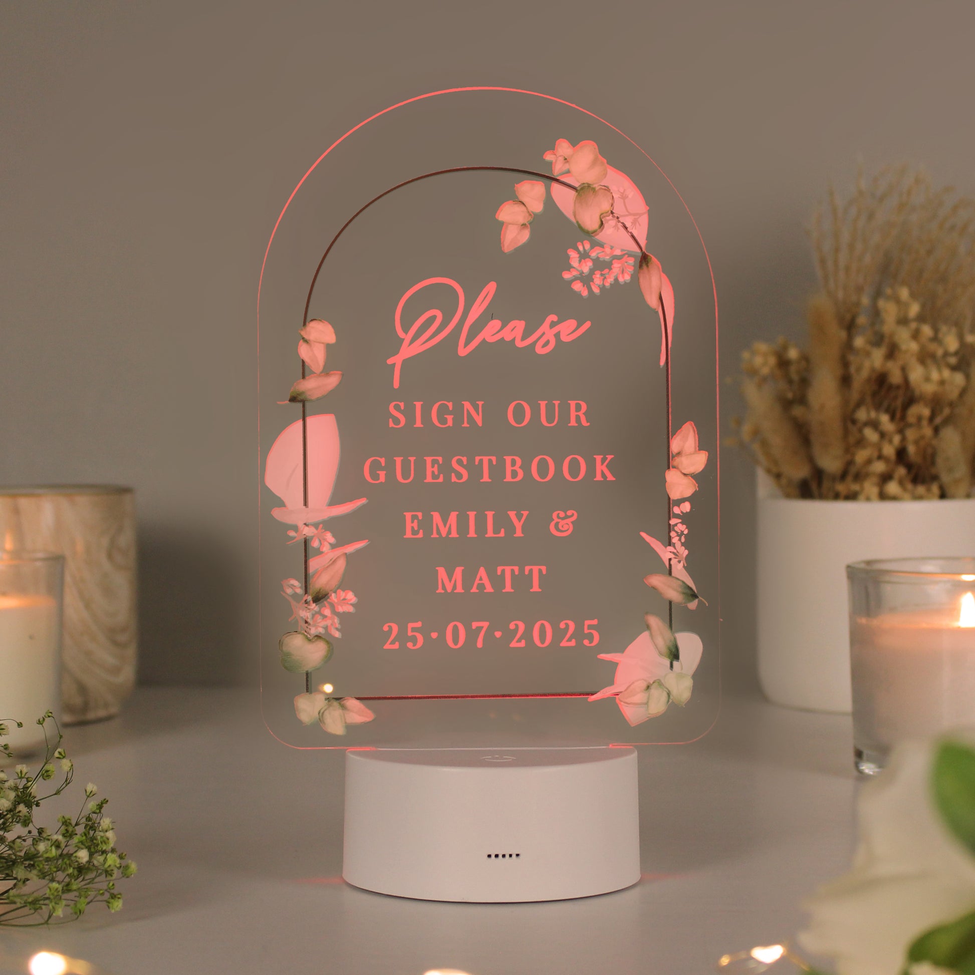 Personalised Botanical LED Colour Changing Wedding Sign - image 13