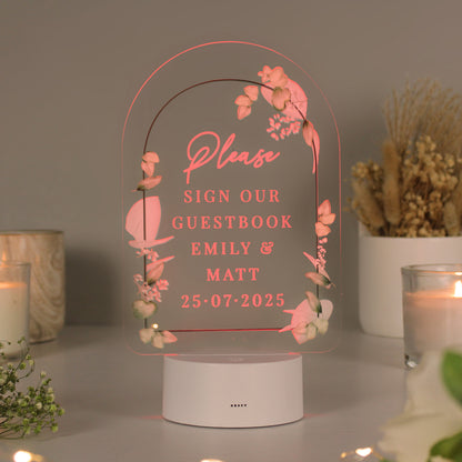 Personalised Botanical LED Colour Changing Wedding Sign - image 13