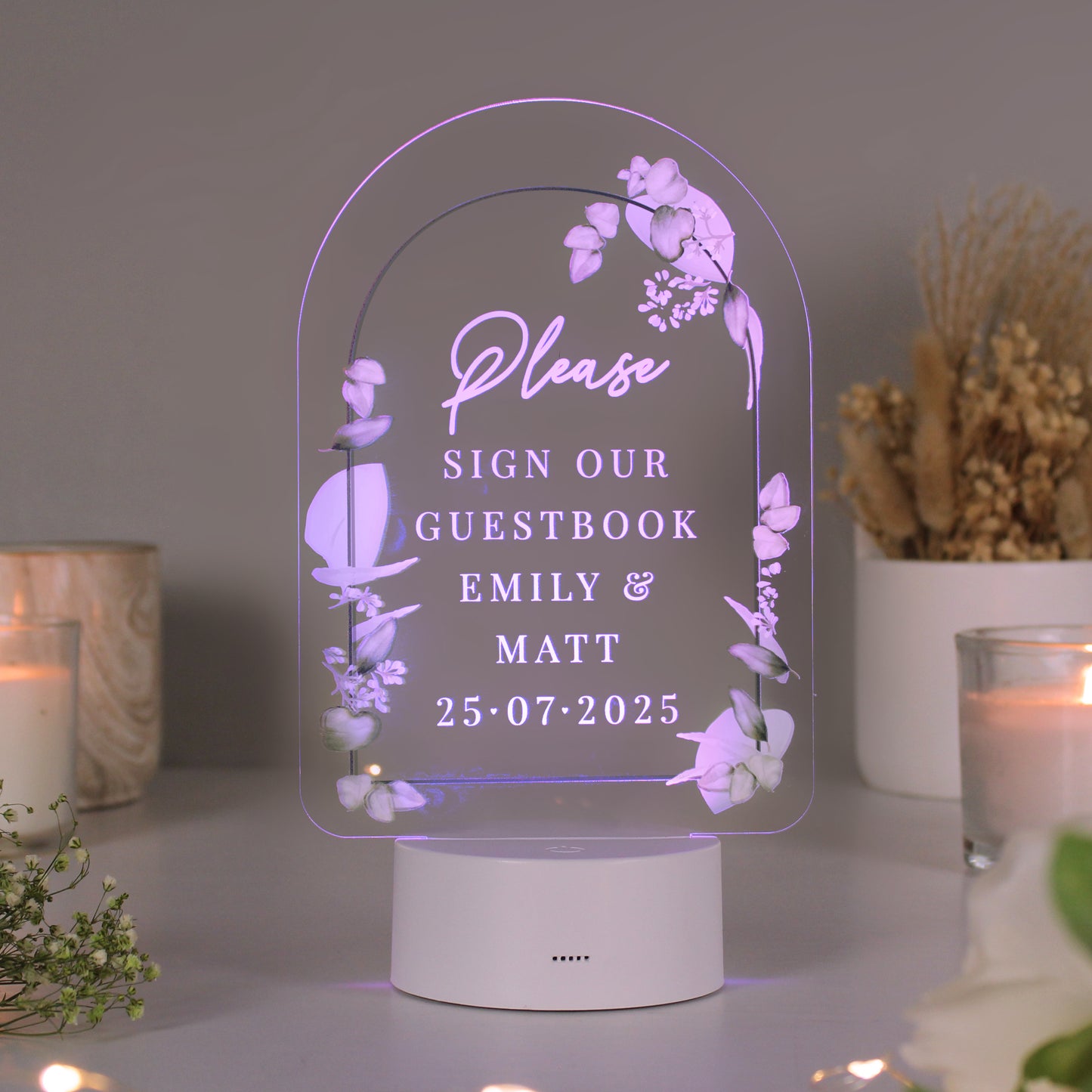 Personalised Botanical LED Colour Changing Wedding Sign - image 14