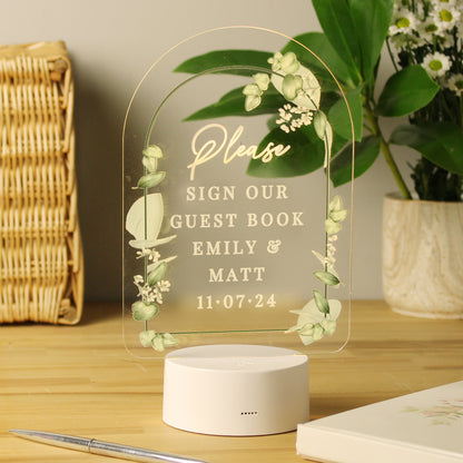 Personalised Botanical LED Colour Changing Wedding Sign - image 3
