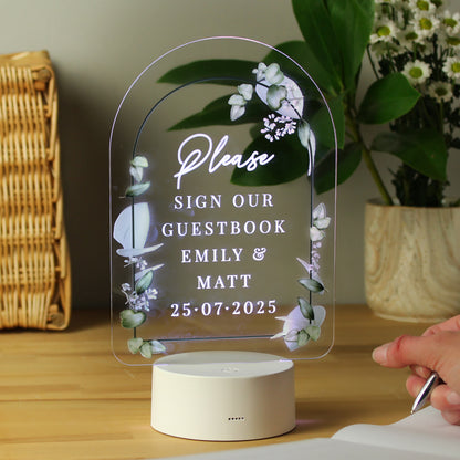 Personalised Botanical LED Colour Changing Wedding Sign - image 6