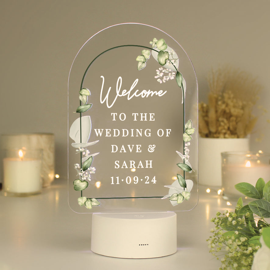 Personalised Botanical LED Colour Changing Wedding Sign - image 7