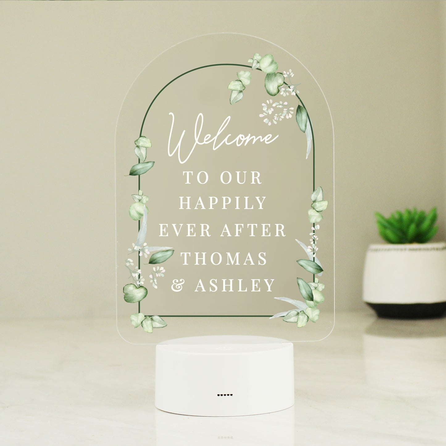 Personalised Botanical LED Colour Changing Wedding Sign - image 8