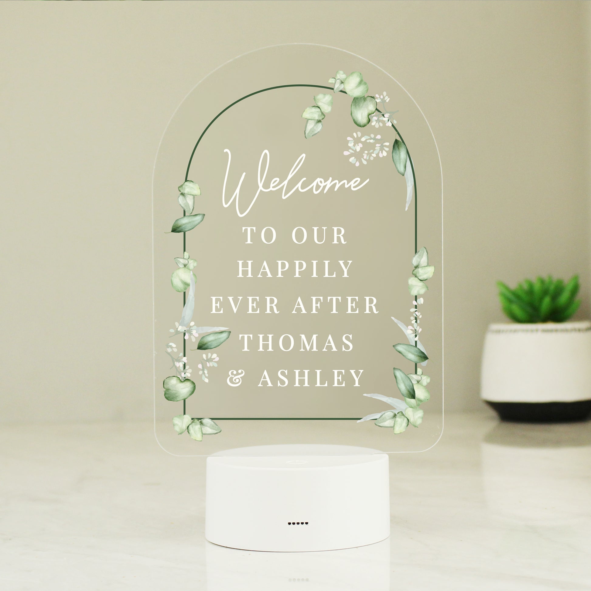 Personalised Botanical LED Colour Changing Wedding Sign - image 8
