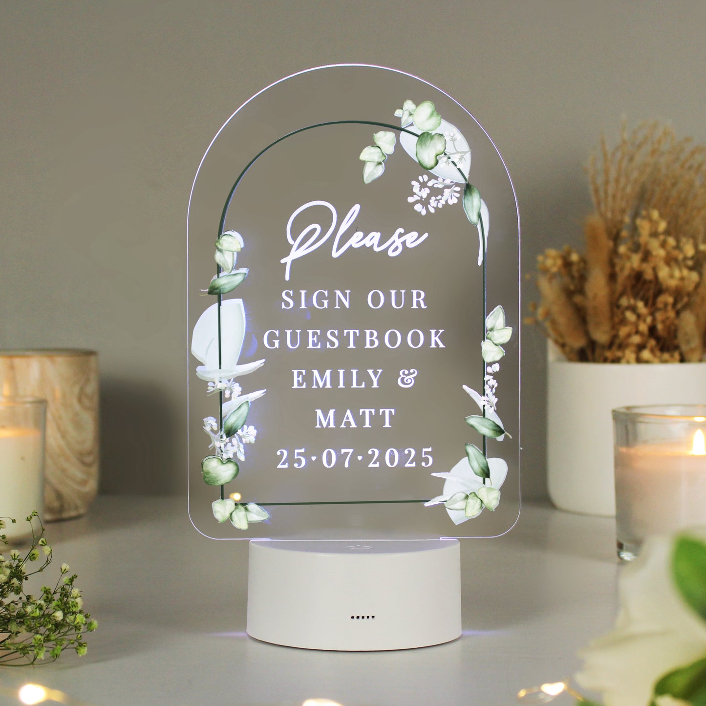 Personalised Botanical LED Colour Changing Wedding Sign - image 9