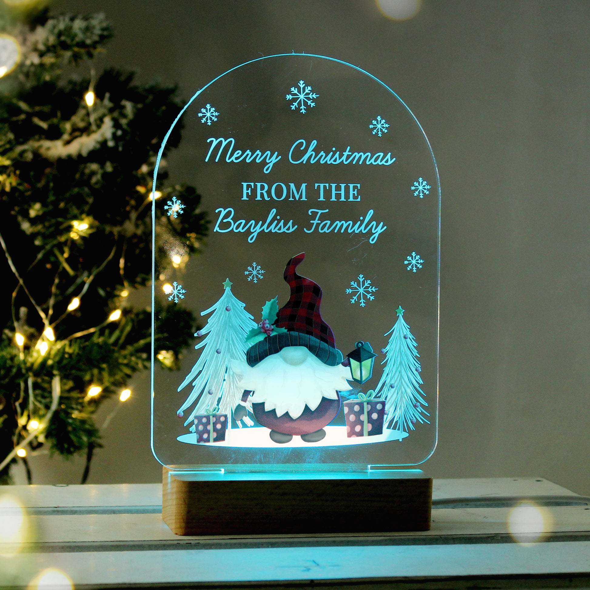 Personalised Gonk Wooden Based LED Christmas Light - image 4