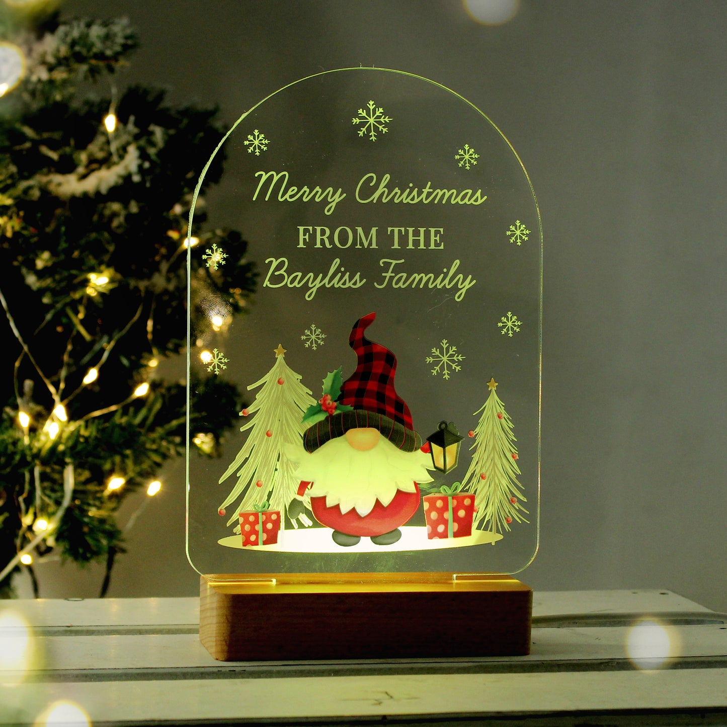 Personalised Gonk Wooden Based LED Christmas Light - image 5