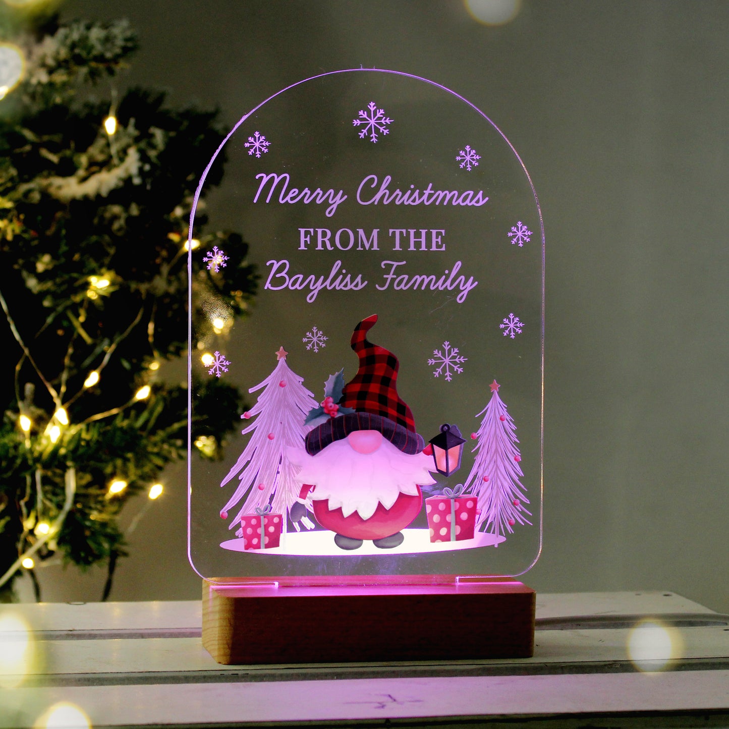 Personalised Gonk Wooden Based LED Christmas Light - image 6