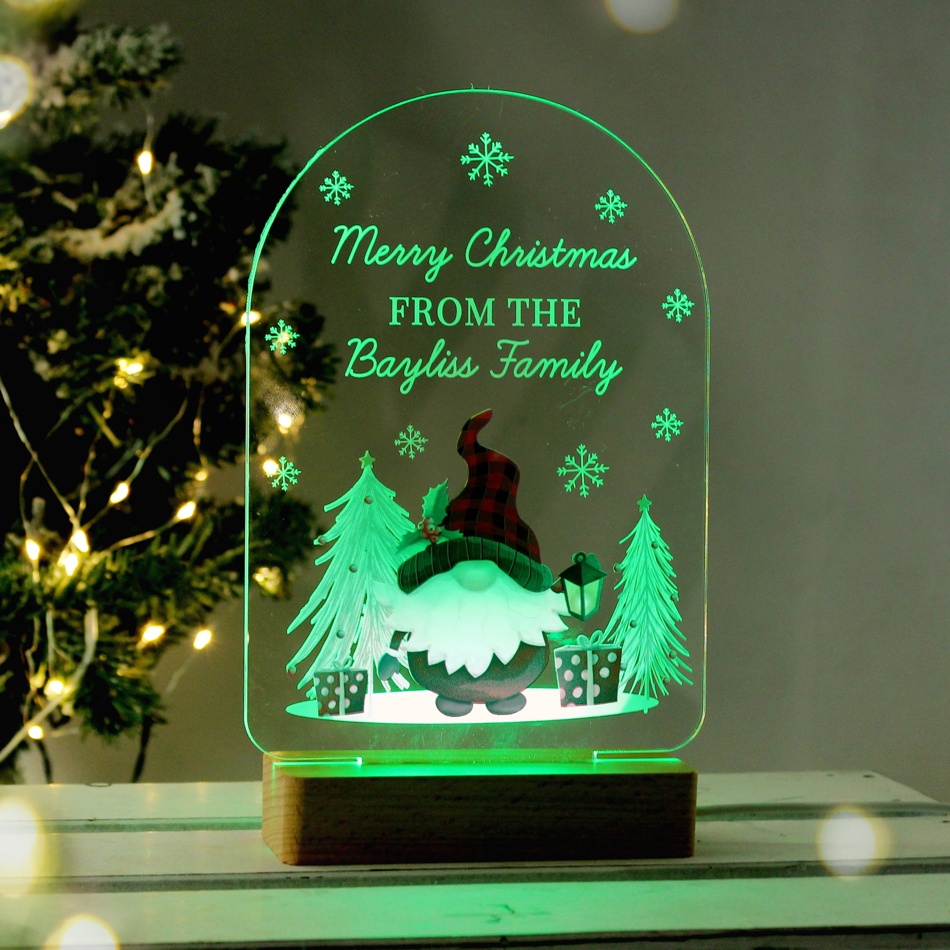 Personalised Gonk Wooden Based LED Christmas Light - image 7