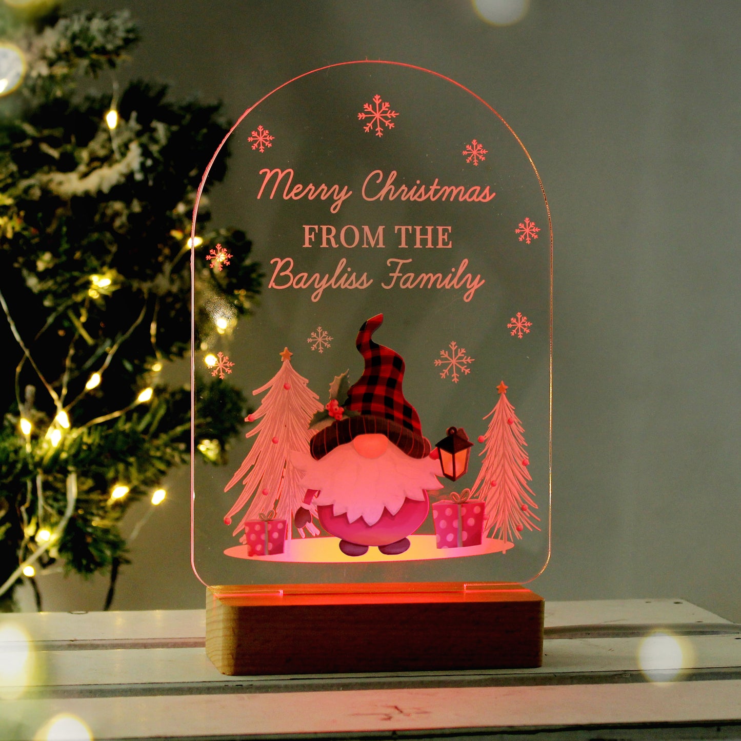 Personalised Gonk Wooden Based LED Christmas Light - image 8