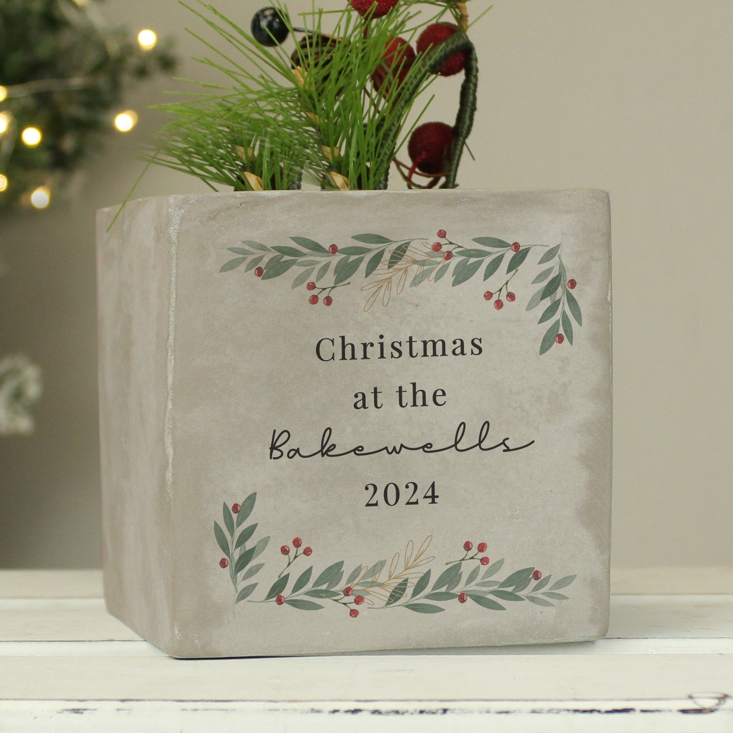 Personalised Christmas Foliage Concrete Planter - image 2