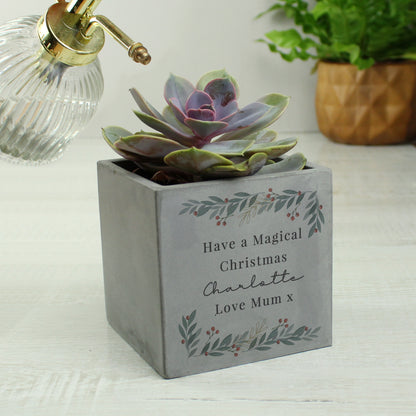 Personalised Christmas Foliage Concrete Planter - image 4