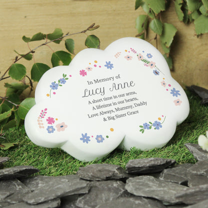 Personalised Floral Resin Memorial Cloud from Heartfelt Gifts