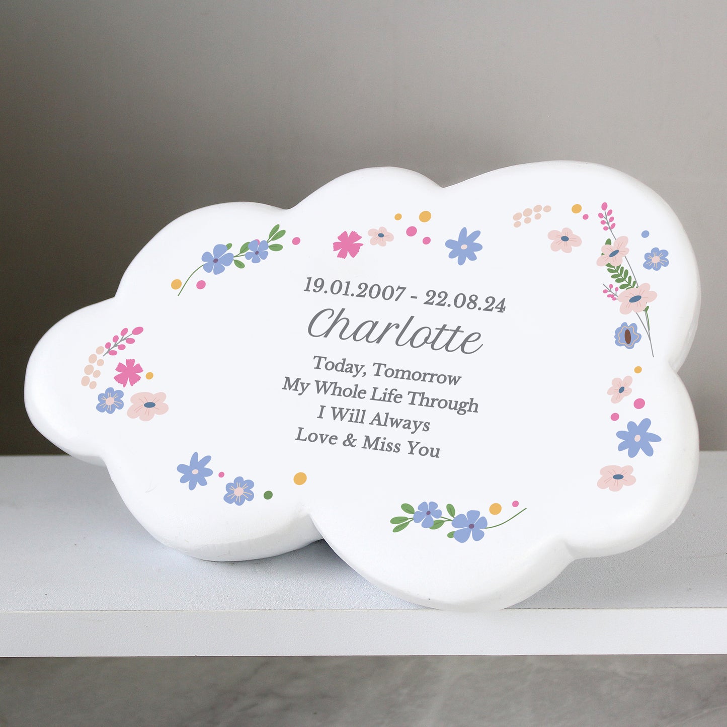 Personalised Floral Resin Memorial Cloud - image 2