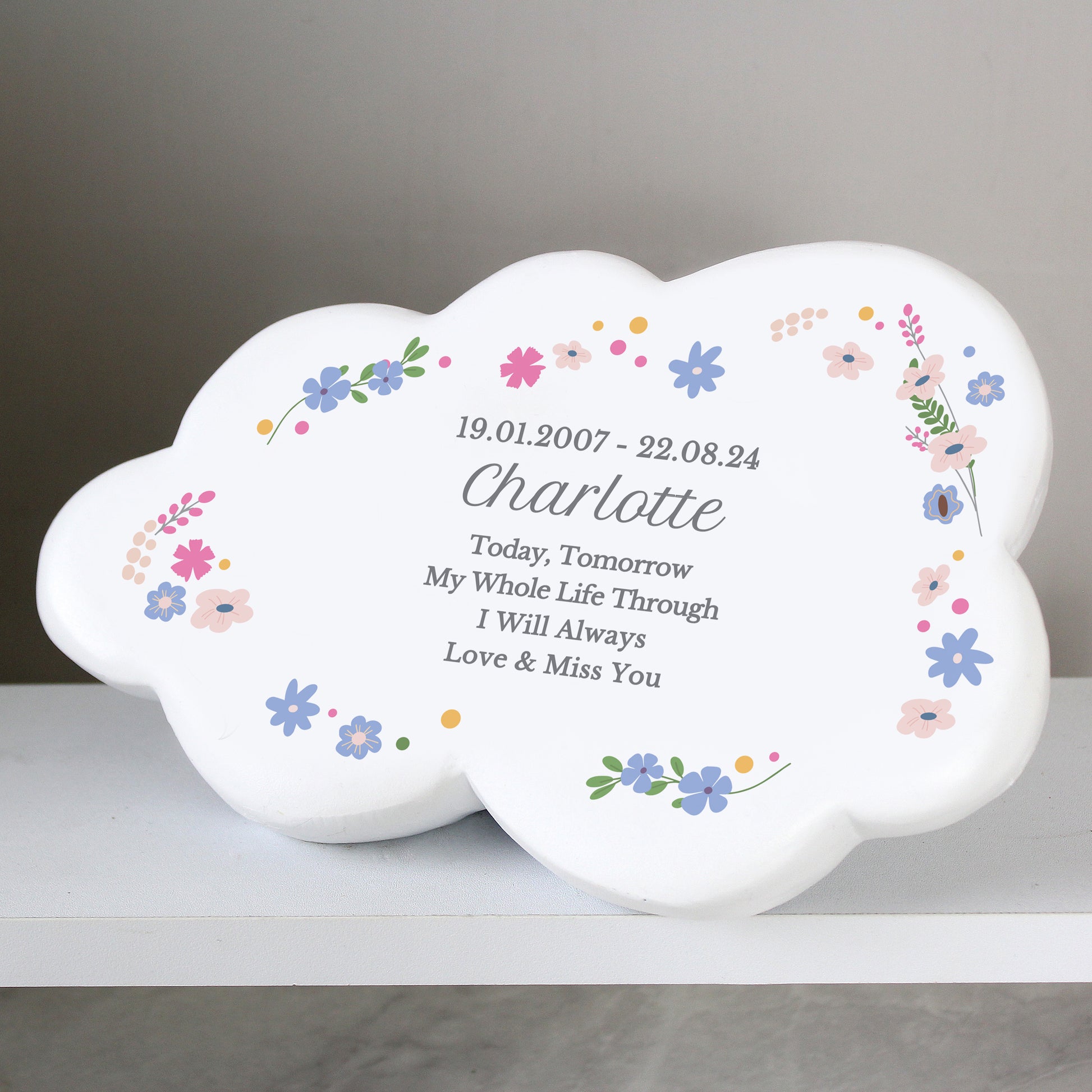 Personalised Floral Resin Memorial Cloud - image 2