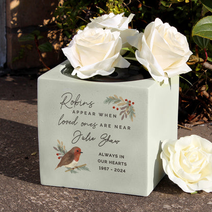 Personalised Robins Appear Memorial Vase from Heartfelt Gifts