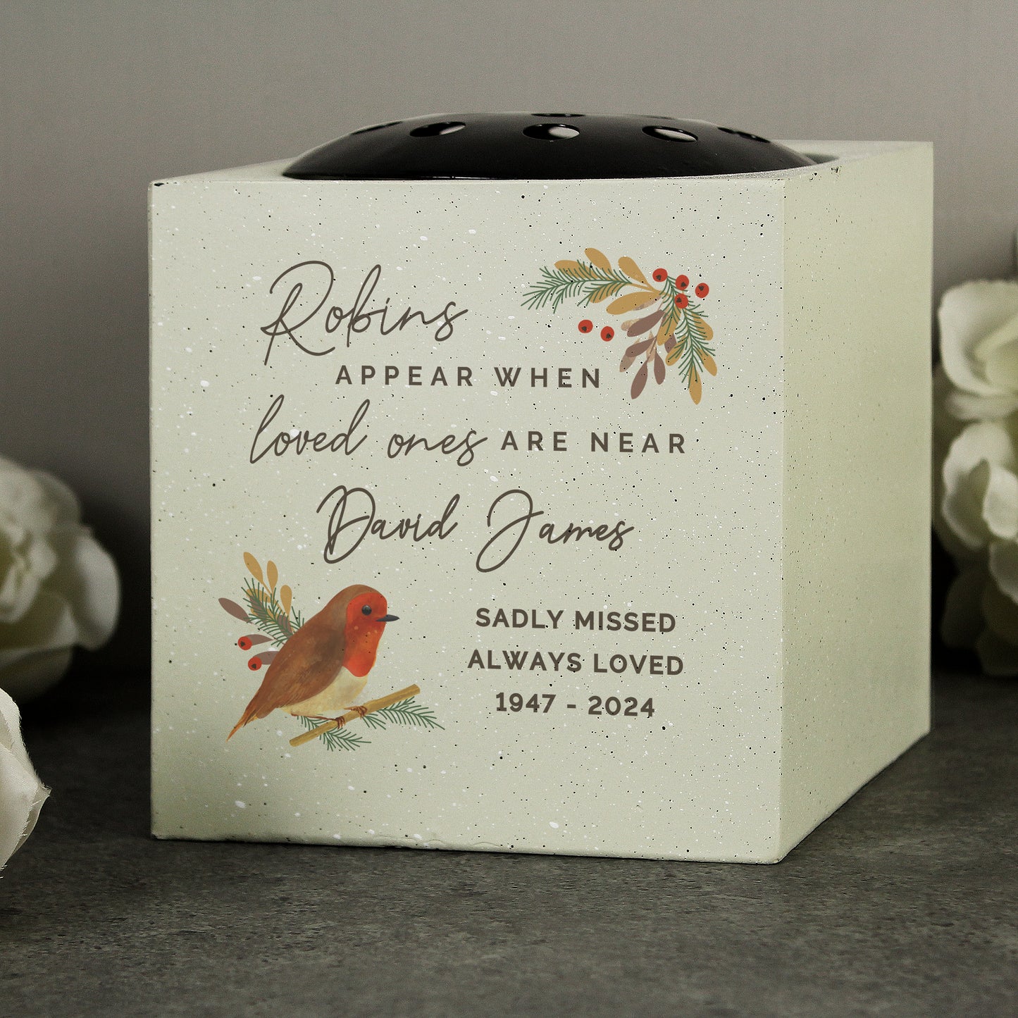 Personalised Robins Appear Memorial Vase - image 2