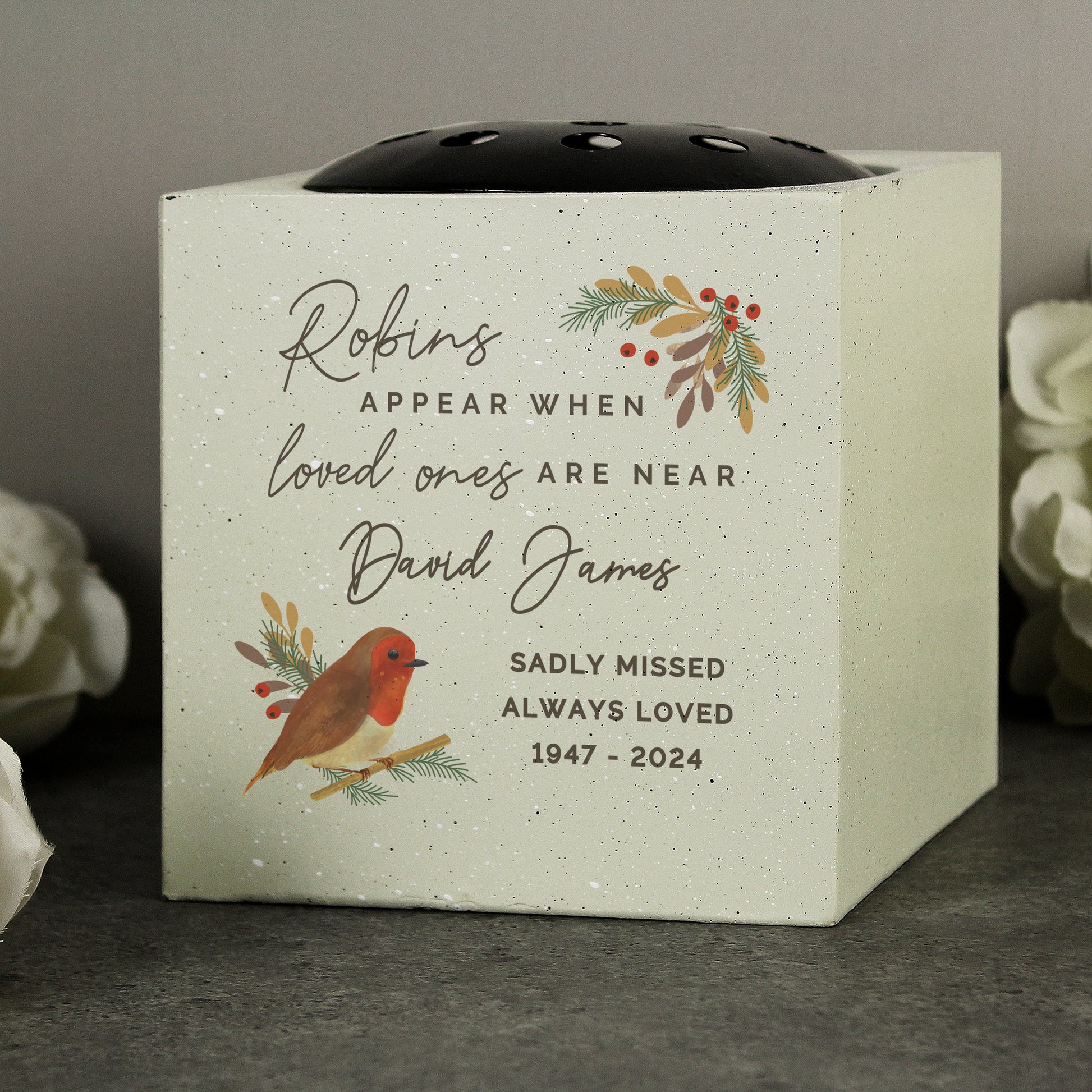 Personalised Robins Appear Memorial Vase - image 2