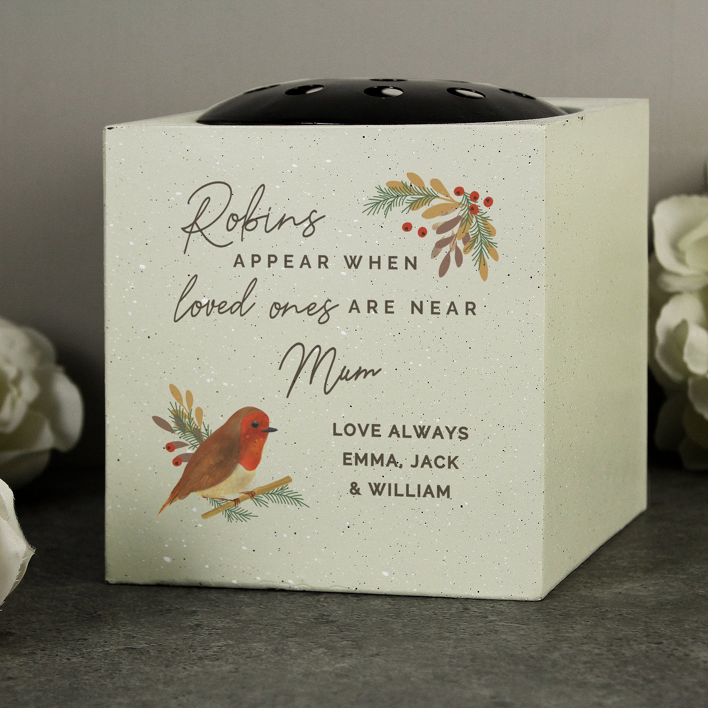 Personalised Robins Appear Memorial Vase - image 3