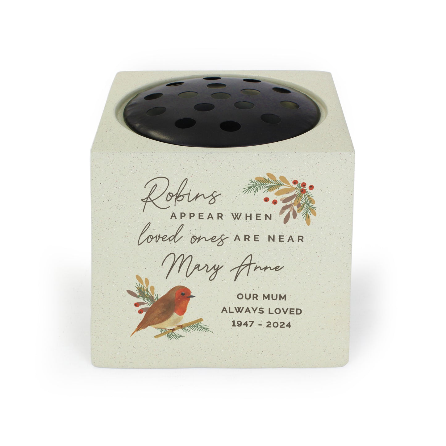 Personalised Robins Appear Memorial Vase - image 4