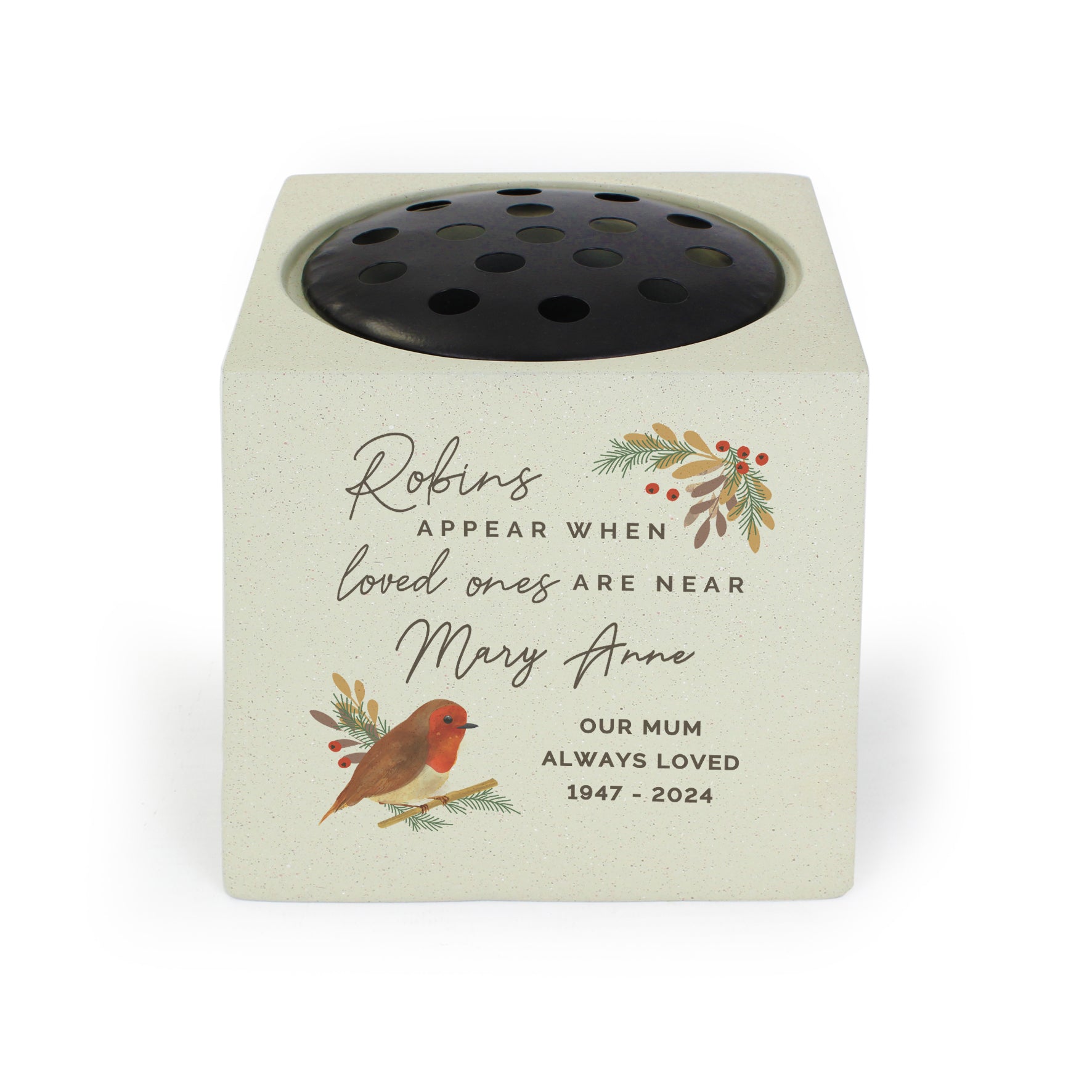 Personalised Robins Appear Memorial Vase - image 4