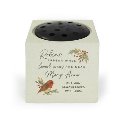 Personalised Robins Appear Memorial Vase - image 4