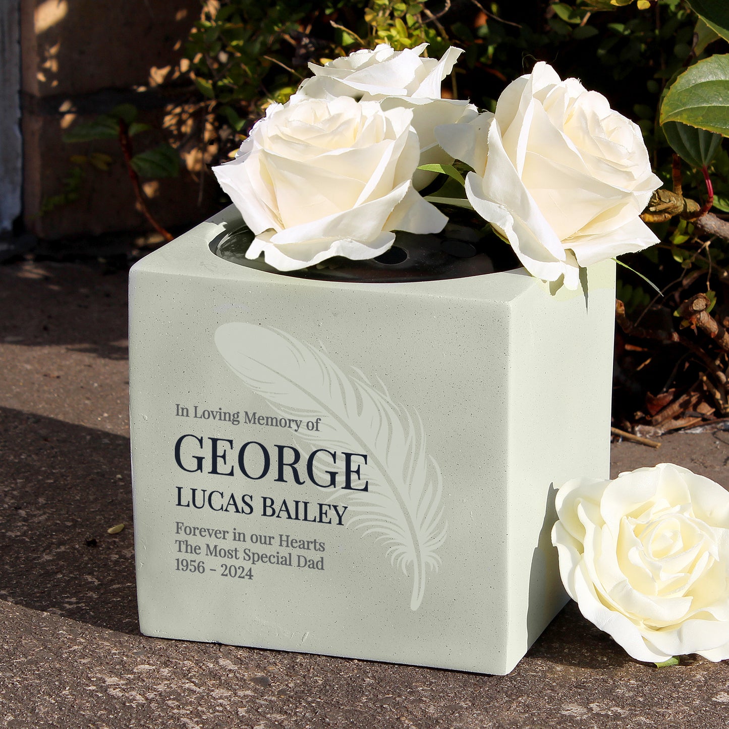 Personalised Feather Memorial Vase from Heartfelt Gifts