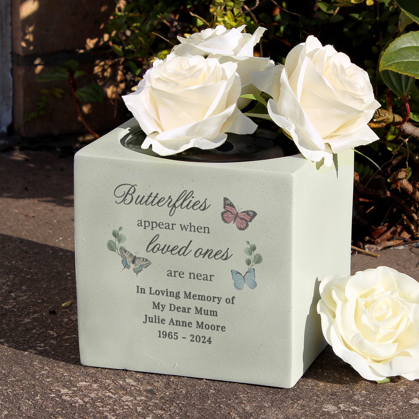 Personalised Butterflies Appear Memorial Vase from Heartfelt Gifts