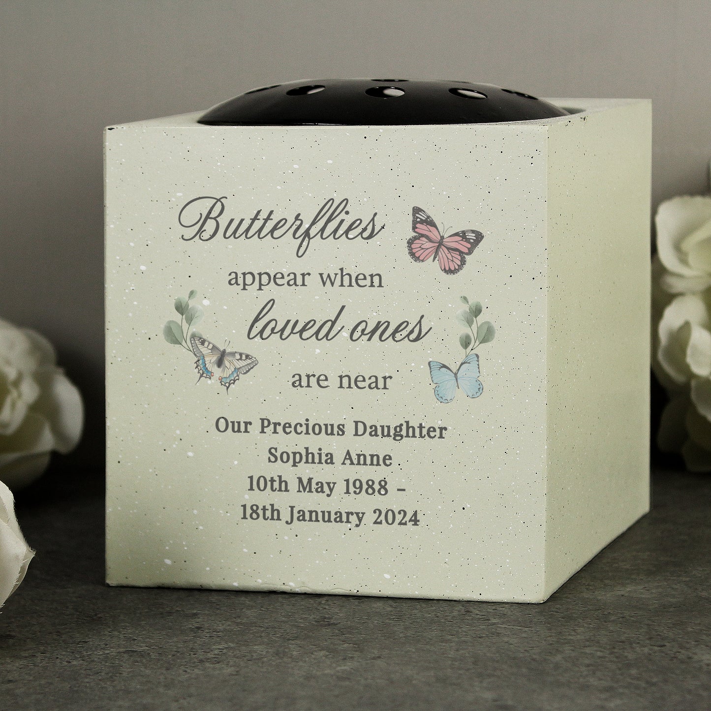 Personalised Butterflies Appear Memorial Vase - image 2