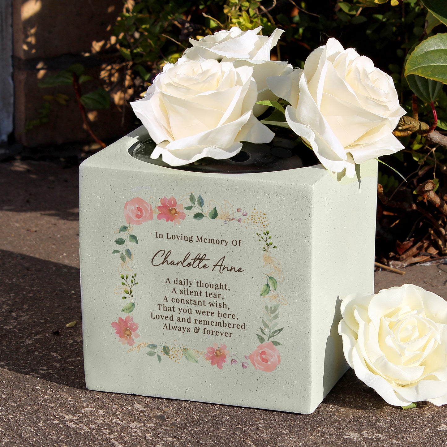 Personalised Floral Memorial Vase from Heartfelt Gifts