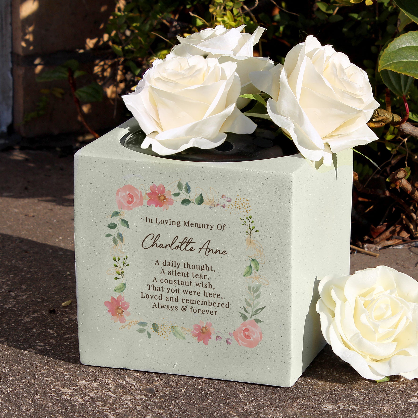 Personalised Floral Memorial Vase from Heartfelt Gifts