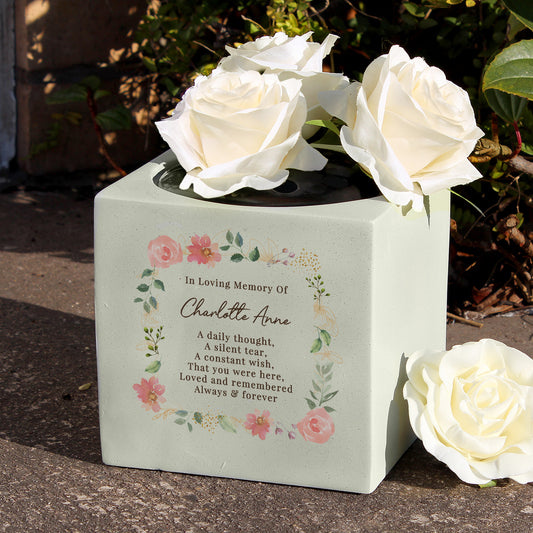 Personalised Floral Memorial Vase from Heartfelt Gifts